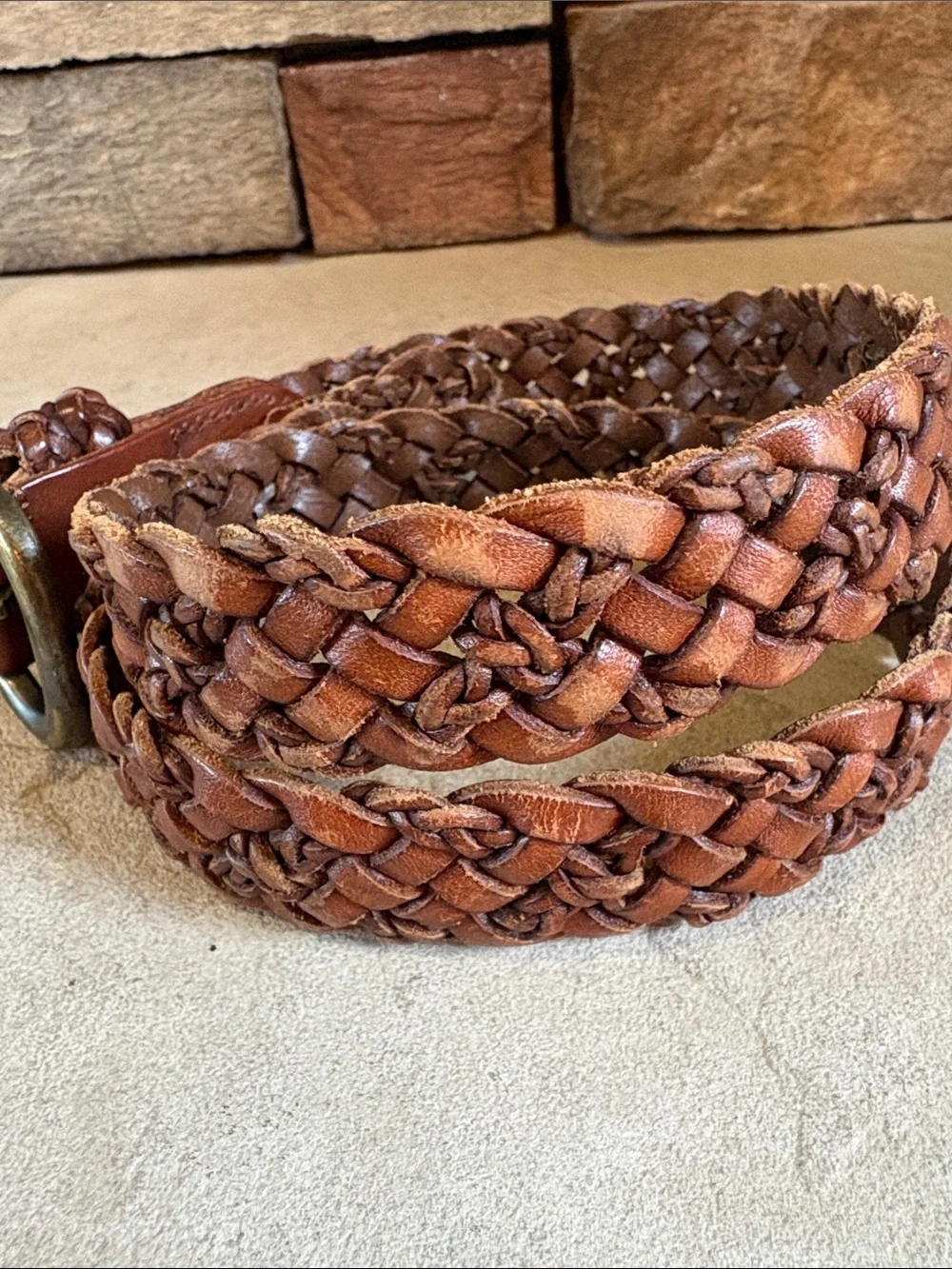 Ralph Lauren sz 28 brown leather braided woven belt